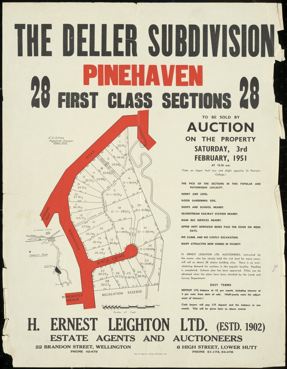 Housing development plan, 1951; Deller subdivision, Pinehaven; Pinehaven Road &amp; Birch Grove