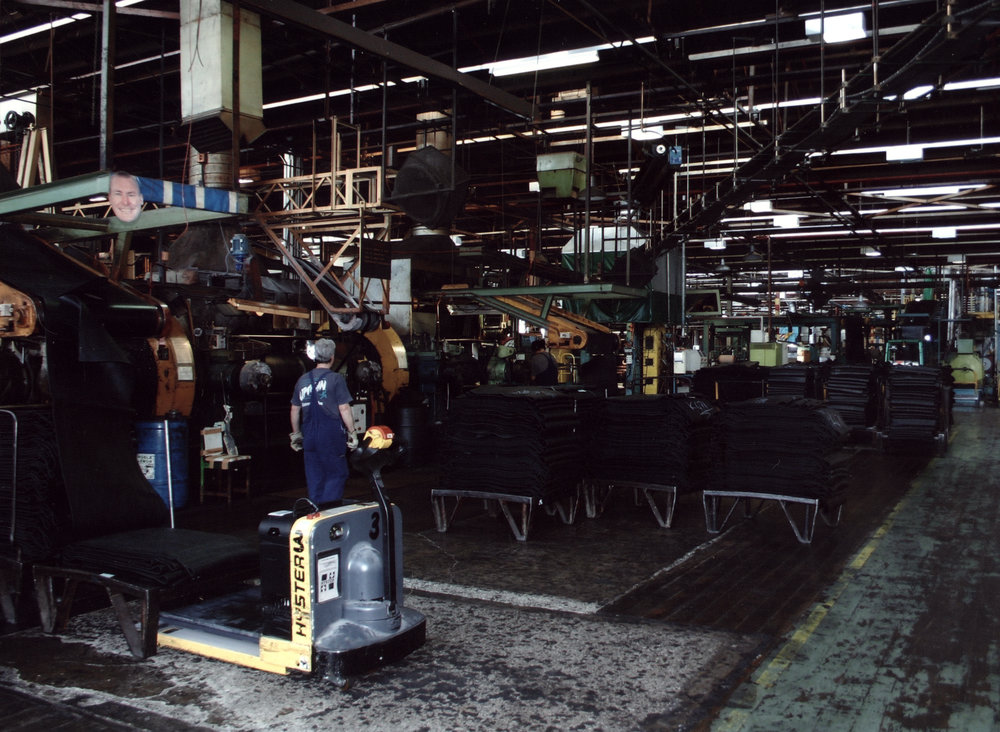 Dunlop raw materials; calenders; mixing mills