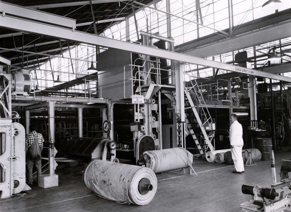 Dunlop raw materials; fabric; calender line, batch-up end