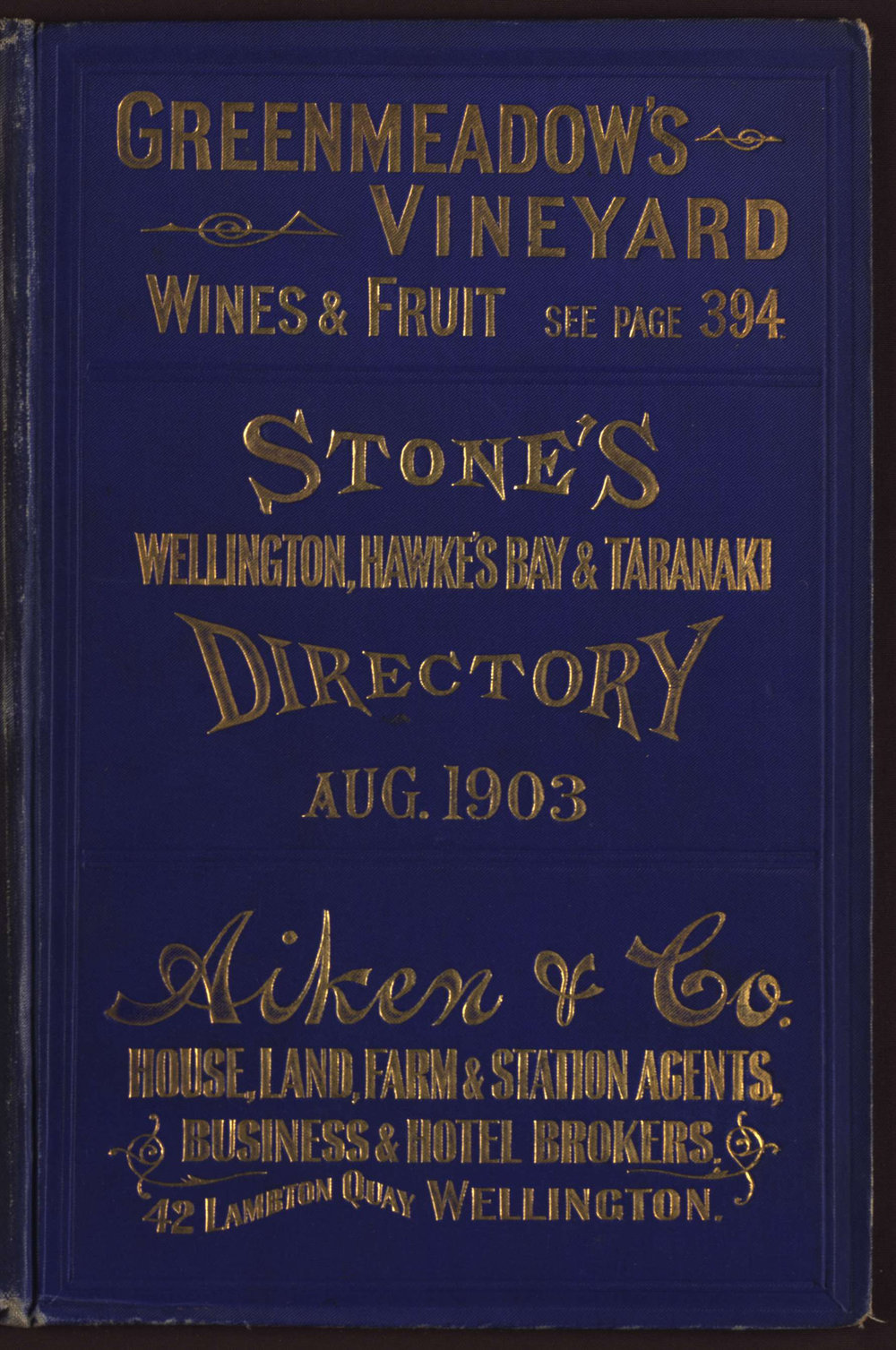 Stone's Wellington, Hawke's Bay and Taranaki Directory, 1903