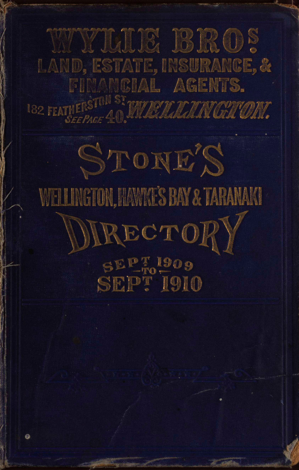 Stone's Wellington, Hawke's Bay and Taranaki Directory, 1909