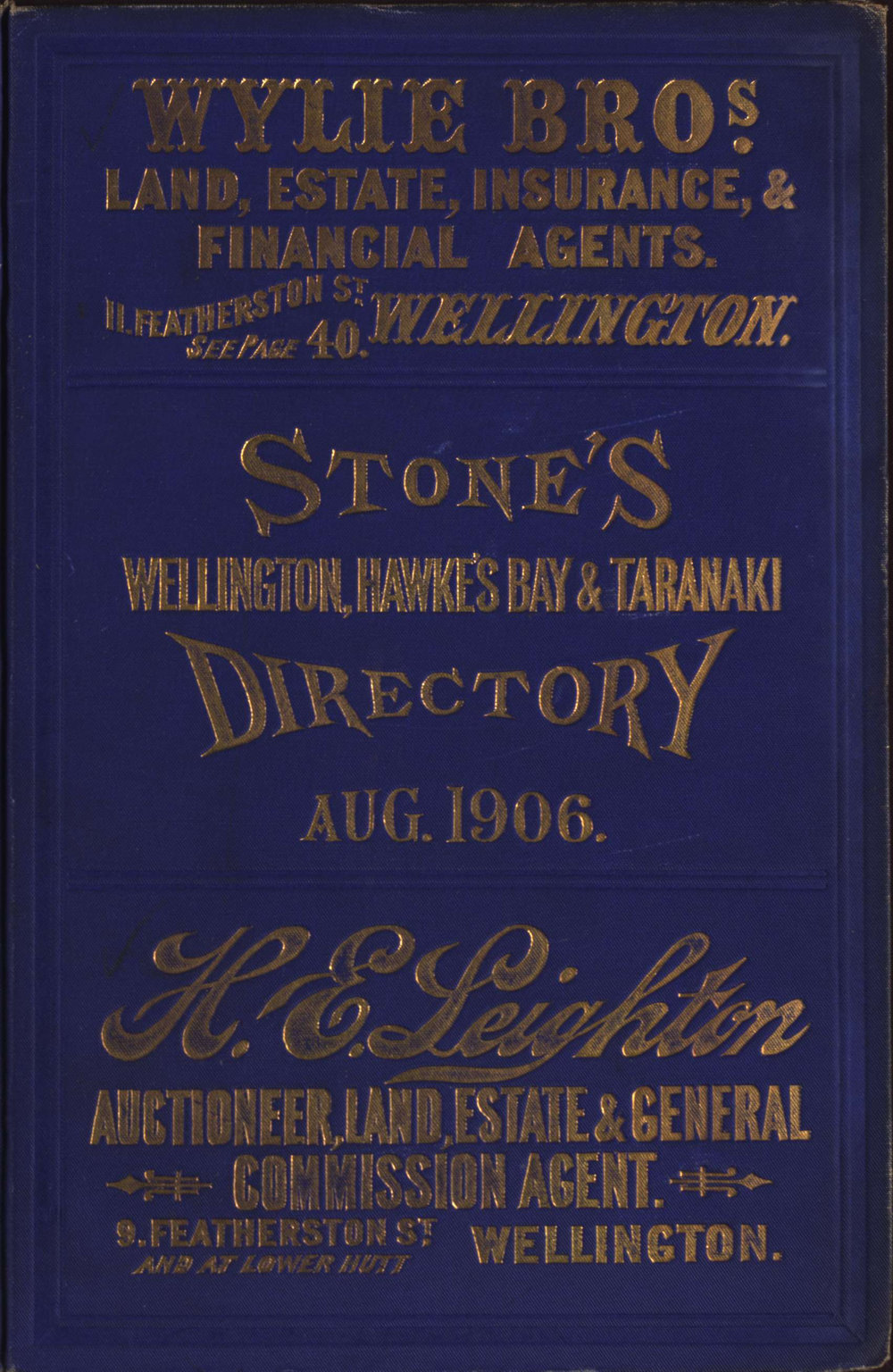 Stone's Wellington, Hawke's Bay and Taranaki Directory, 1906