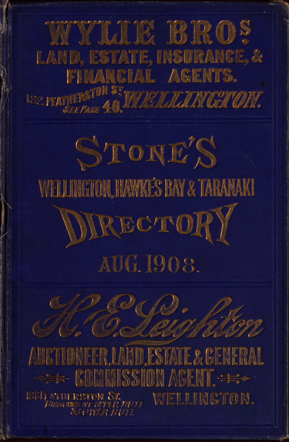 Stone's Wellington, Hawke's Bay and Taranaki Directory, 1908