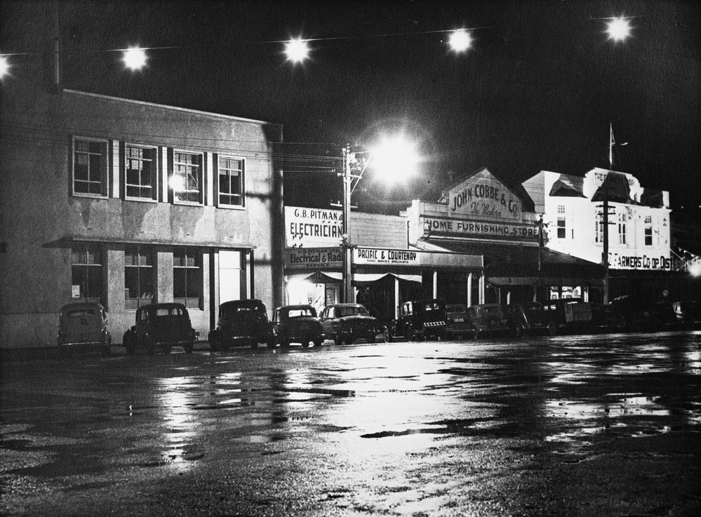Kimbolton Road, street lights for coronation celebrations 1953