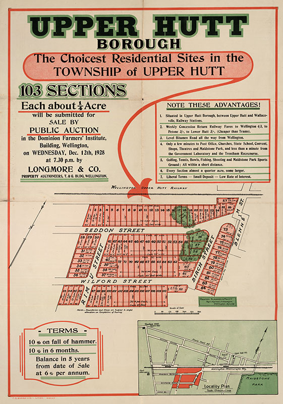 Housing development plan, 1928; Seddon, Wilford, Birch and Lane Streets
