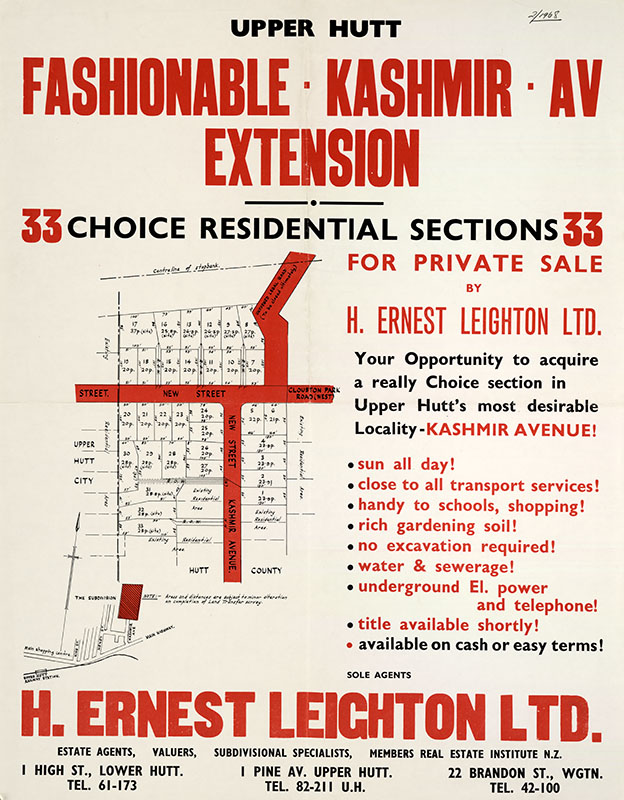 Housing development plan, 1968; Kashmir Avenue &amp; Clouston Park Road extensions