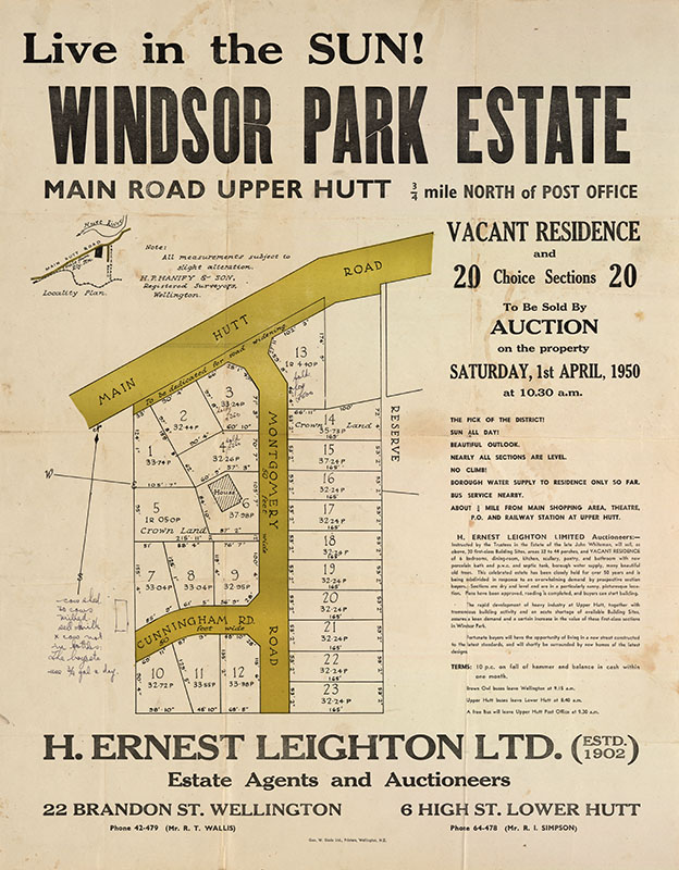 Housing development plan, 1950; Windsor Park Estate; Main, Montgomery &amp; Cunningham Roads