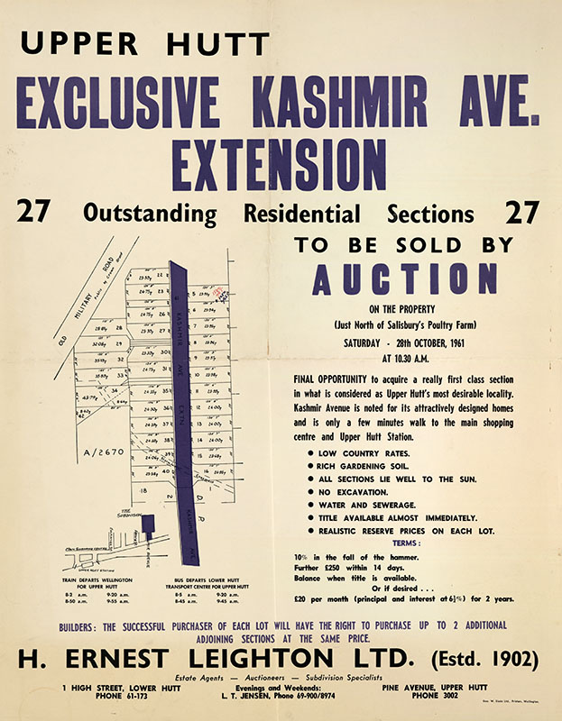 Housing development plan, 1961; Kashmir Avenue extended northwards