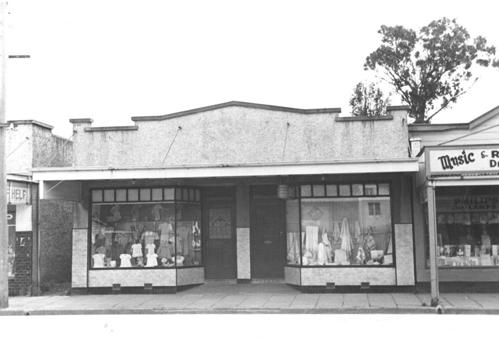 Main St, Upper Hutt, Jan. 1948; north side 04, Self Help-drapery-Brown