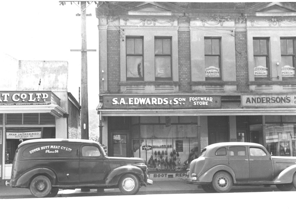 Main St, Upper Hutt, Jan. 1948; north side 10, UH Meat-Edwards-Anderson