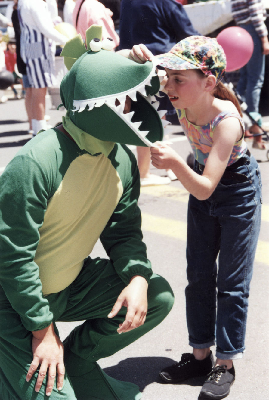 Christmas parade 1993; "dinosaur's" tongue