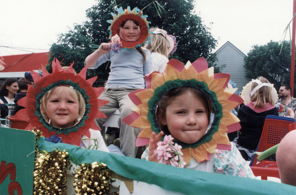 Christmas parade 1999; flower people? 