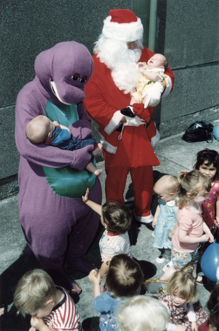 Barney the Dinosaur and Santa, at Salvation Army playgroup