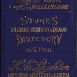 Stone's Wellington, Hawke's Bay and Taranaki Directory, 1906