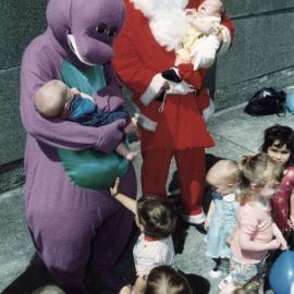 Barney the Dinosaur and Santa, at Salvation Army playgroup