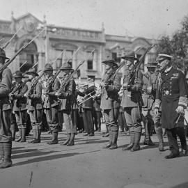 Inspection by Lord Jellicoe at unveiling of Feilding War Memorial.