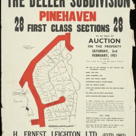 Housing development plan, 1951; Deller subdivision, Pinehaven; Pinehaven Road & Birch Grove
