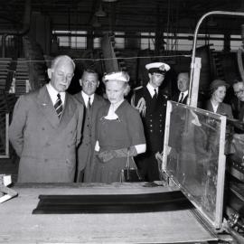 Dunlop factory; tread extrusion; Governor-general Sir Willoughby Norrie and Lady Norrie