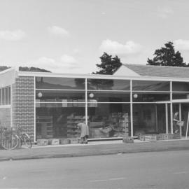 Library 2, 6 Main Street; exterior 1; moving in, September 1956; Council offices at right