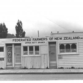Main St, Upper Hutt, Jan. 1948; south side  1, Askew, Fed Farmers, Gospel Hall
